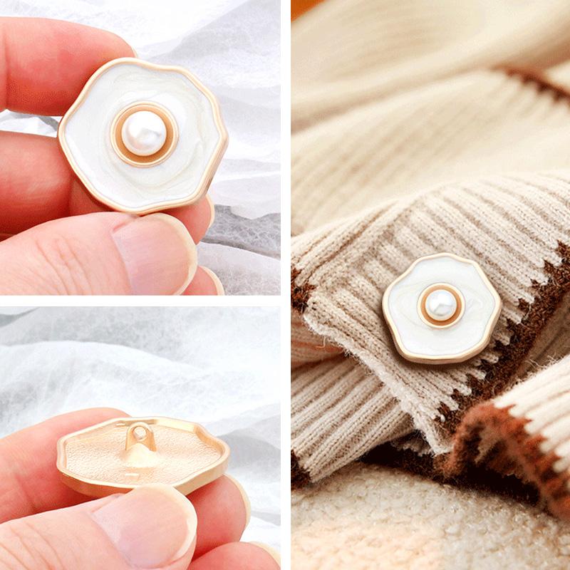

6 шт. DIY Цветок Жемчужный Хвостовик Пуговицы для рукоделия Сплав Одежда Пальто Свитер Аксессуары Ручная работа