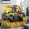 Truck Print Flannel Blanket, High Quality Comfortable for All Seasons, Home Decor, Warmth and Comfort, Perfect for Christmas Gifts