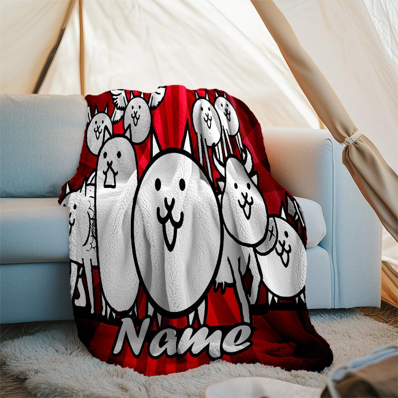 Personalized Custom Name Blanket - The Battle Cats Print Design,Blanket for Sofa,Bed,Travel,Camping - Soft and Warm, Great Gift