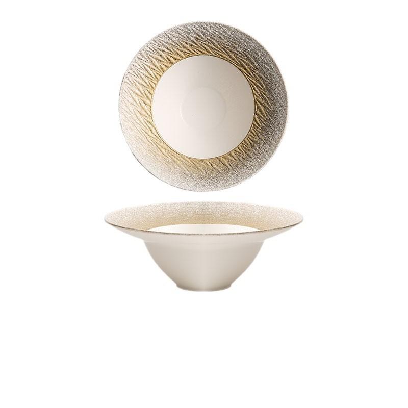 high-end gold-plated tableware light luxury simple salad bowl restaurant special display bowl creative large noodle bowl