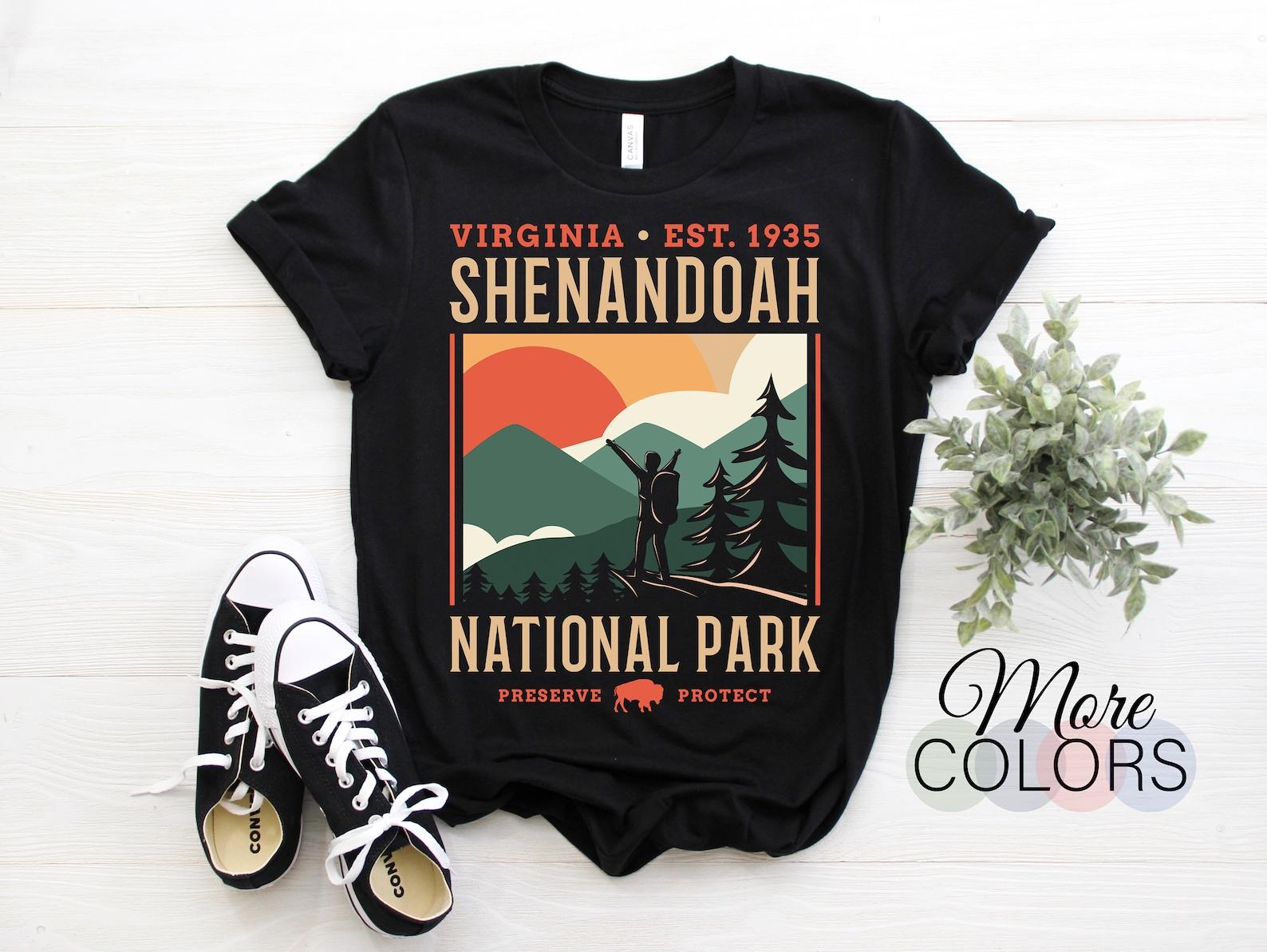 Shenandoah National Park US Vintage T-Shirt, USA Blue Ridge Mountains Virginia Parks Lover Gifts, Adventure Outdoors, Camping Hiking Travel, 160