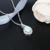 European Hot Sell S925 Sterling Silver CZ Inlaid Waterdrop Necklace Four Prong Oval Opal Pendant Necklace for Women