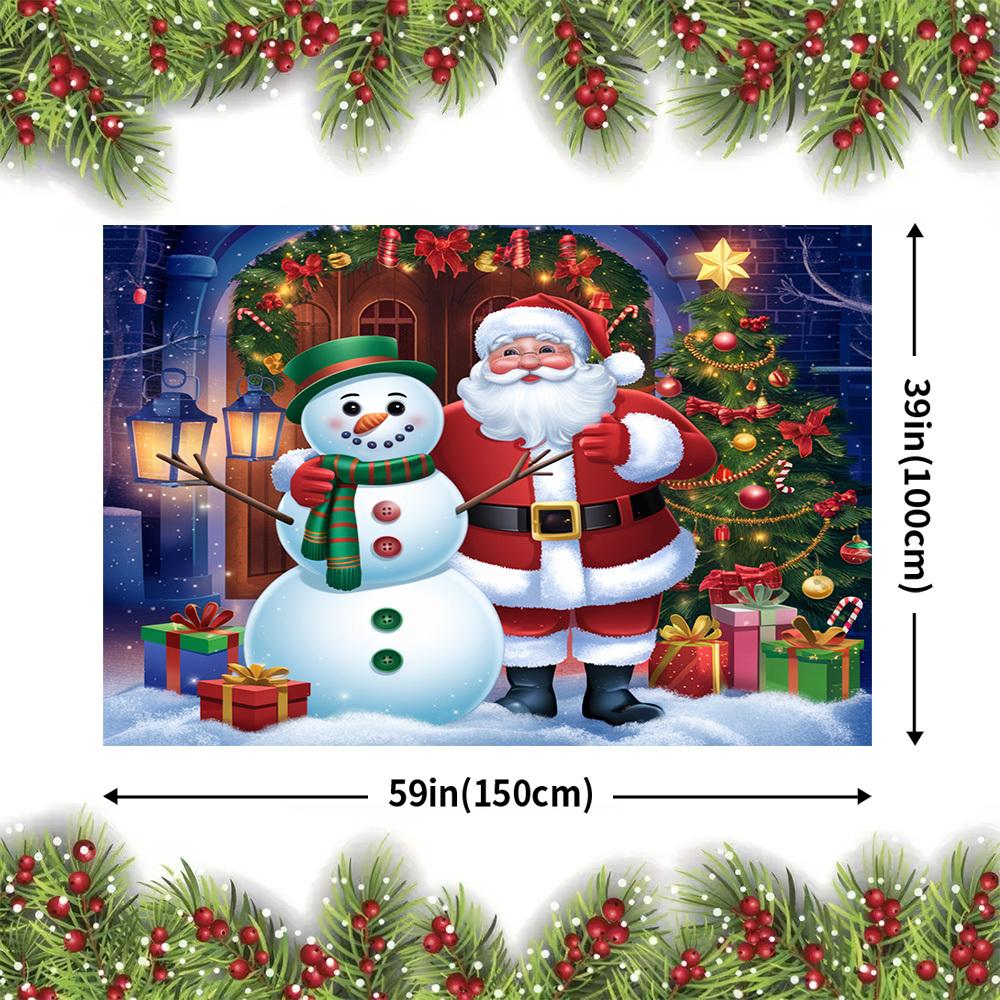 1Pcs Christmas Snowman Santa Tree Decoration Background Winter Backdrop For Photo Studio Photo Booth Party