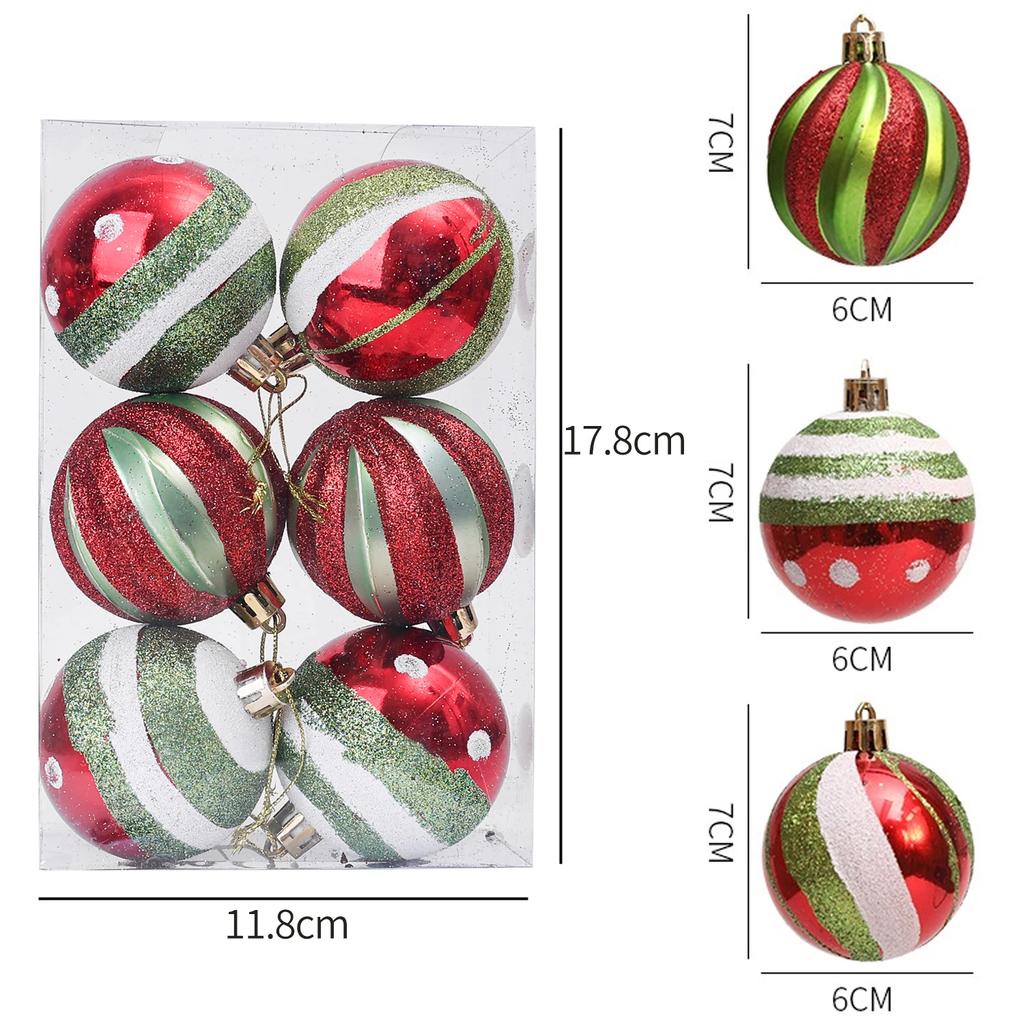 30/6pcs Electroplating Glitter Christmas Balls Color Painting Xmas Tree Hanging Ball Pendants Ornament New Year Party Home Decor