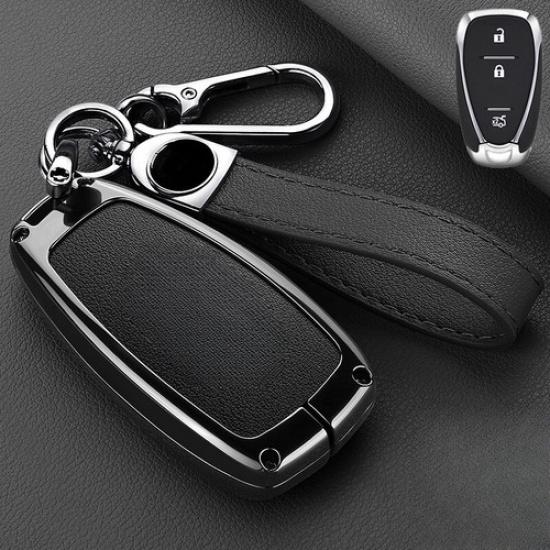 Leather Zinc Alloy Car Key Case Cover For Chevy Spark Trax Camaro Malibu Cruze