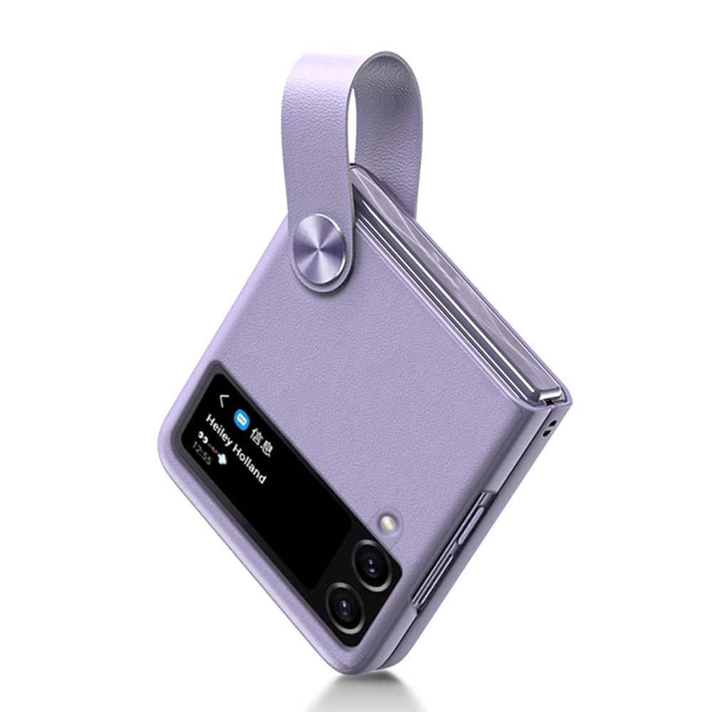 Etui GKK z paskiem i podpórką do Samsunga Galaxy Z Flip4 5G, odporne na upadki, pokryte skórą PU, twarde etui PC