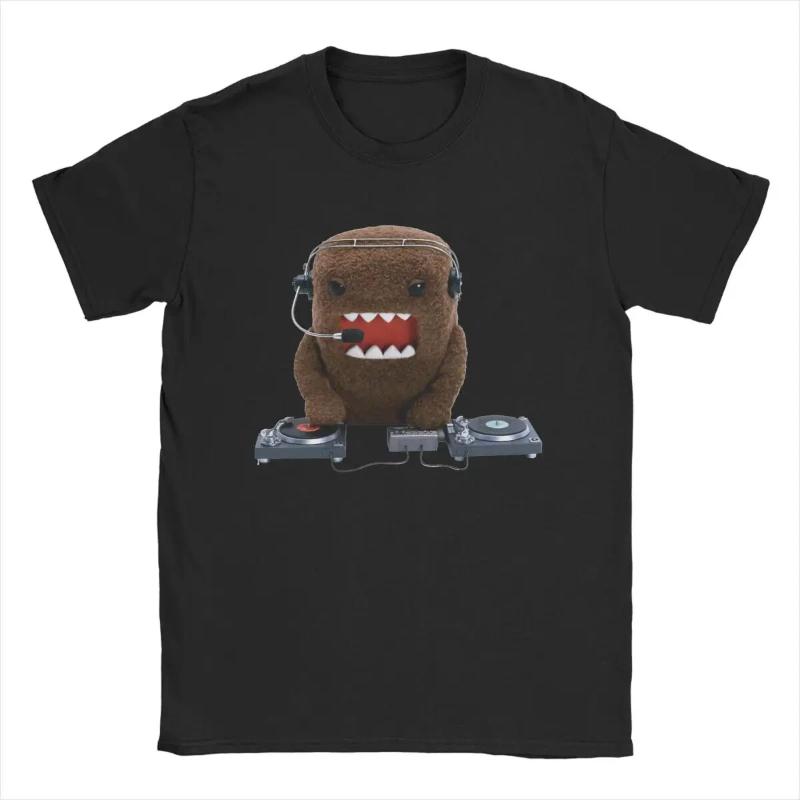 Retro Domo Kun Waffe Cartoon Gedrucktes Baumwoll T-Shirt für den täglichen Gebrauch für Männer Frauen Maskottchen Mode Lässig Locker Kurzarm