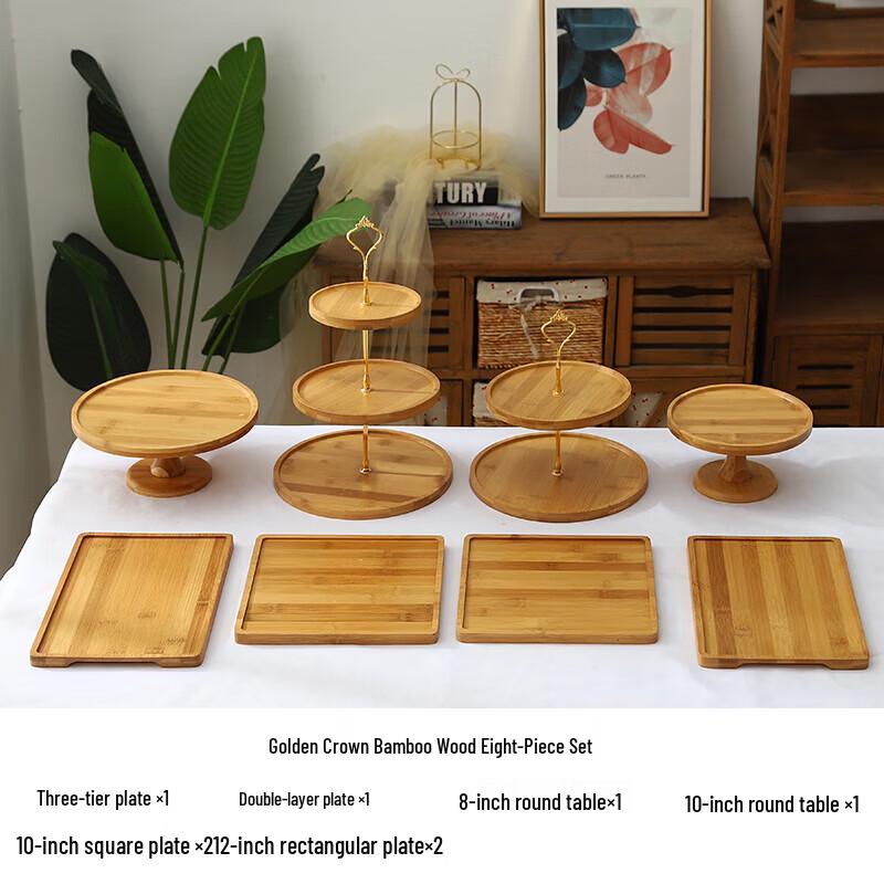

Forest Style Bamboo Wood 8-Piece Dessert Display Set