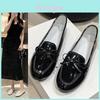 Trendy Retro Flat Casual Loafers For Women With Bow Detail In Pu Leather 2024