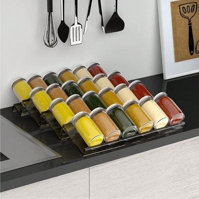 4 Layer Spice Drawer Organizer Adjustable Acrylic Spice Jars Rack Tray Expandable Seasoning Organizer Cabinet Kitchen Shelves