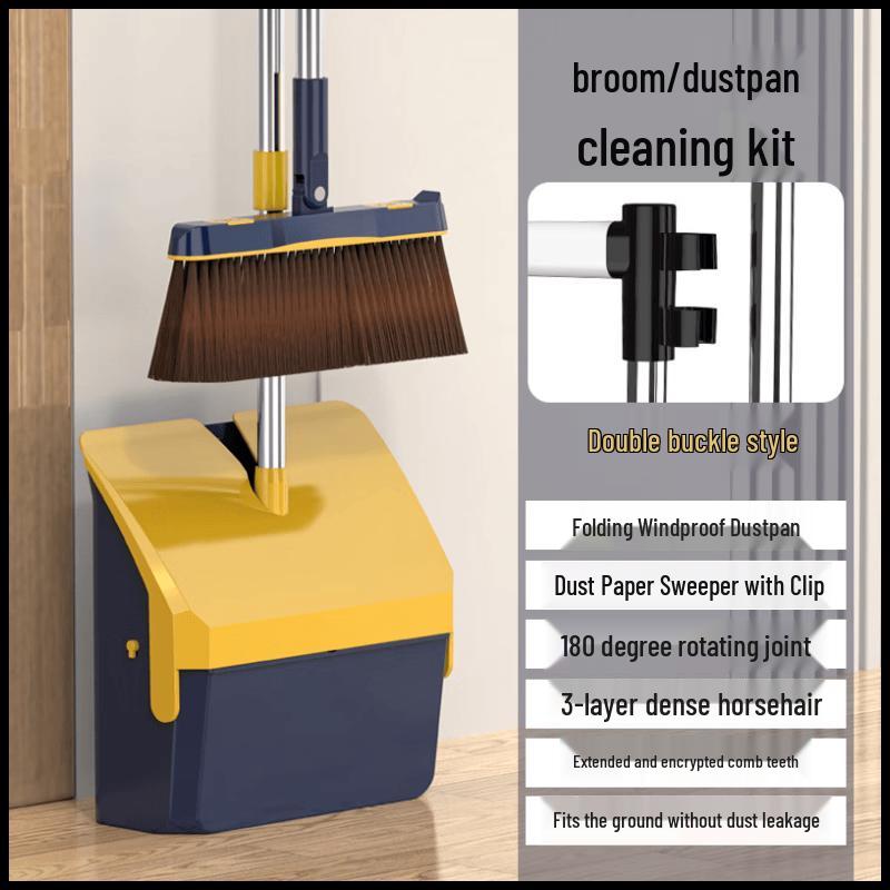 Foldable Rotating Magnetic Broom and Dustpan Set