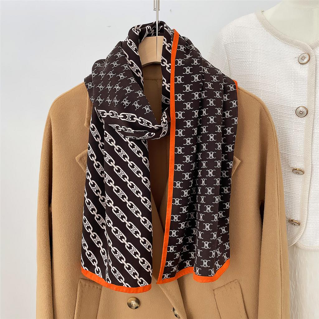 160X33Cm New Winter Thicken Silk Cashmere Scarf Women Hand Rolled Shawls Print Long Scarves Wrap Bandana Big Hijabs Female