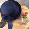 Summer Women's Straw Hat Rolled Edge Bow Breathable Sunscreen Large Eaves Hundred Sun Hat Shading Sun Beach Seaside Foldable