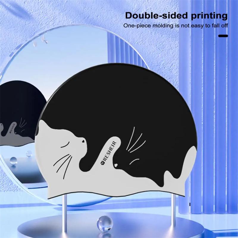 Swimming Caps Waterproof Silicone Swimming Hat Cartoon Pattern Dry Hair Swim Caps Unisex Ear Protection Diving Hat For Men/Women