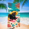 Black Background Snuggling Couple Cat Floral Heart Print Beach Towel Quick Dry Sand Free Towel for Beach Pool Travel