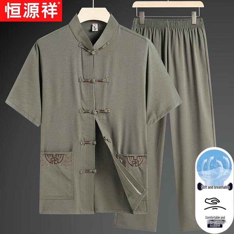 

Мужской летний вышитый набор в стиле Тан Hengyuanxiang для мужчин среднего возраста L (170)