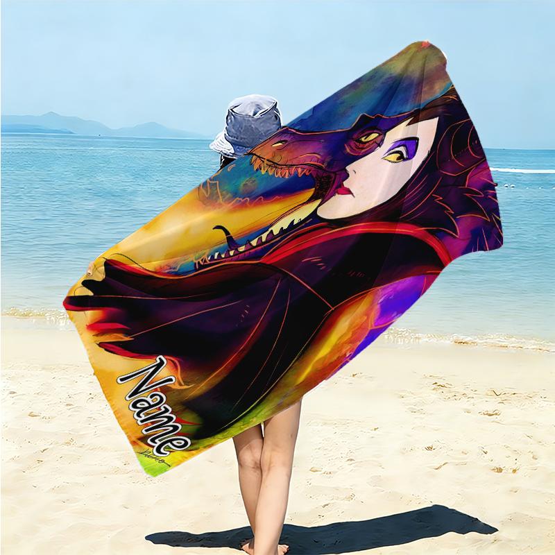 Personalized Dark Magic Dragon Art Beach Towel Microfiber Beach Towel Thin Absorbent for Beach Swimming Yoga Bath Sports. 0910287