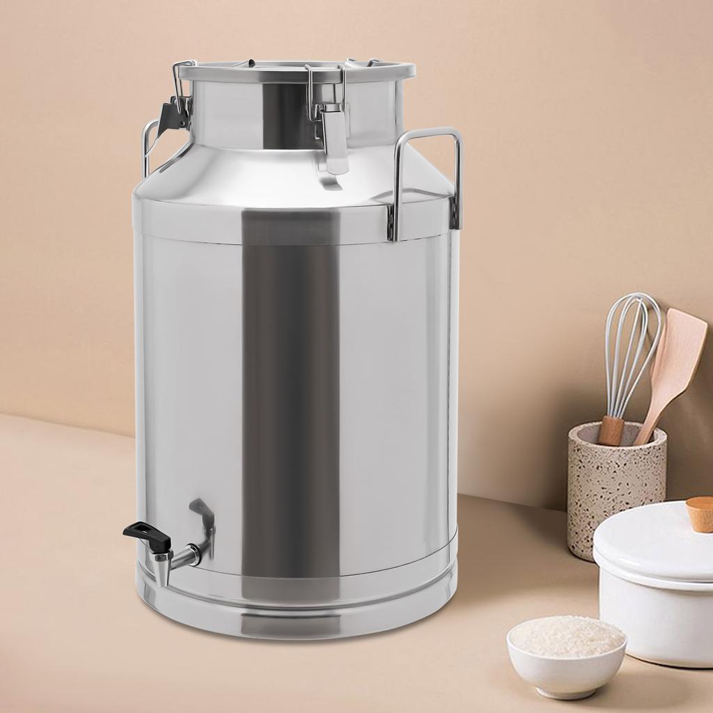 60L Stainless Steel Milk Jug with Spigot, 201 Food Grade Milk Can, Sealed Brewing Bucket for Home Kitchen, Wine Beer Making