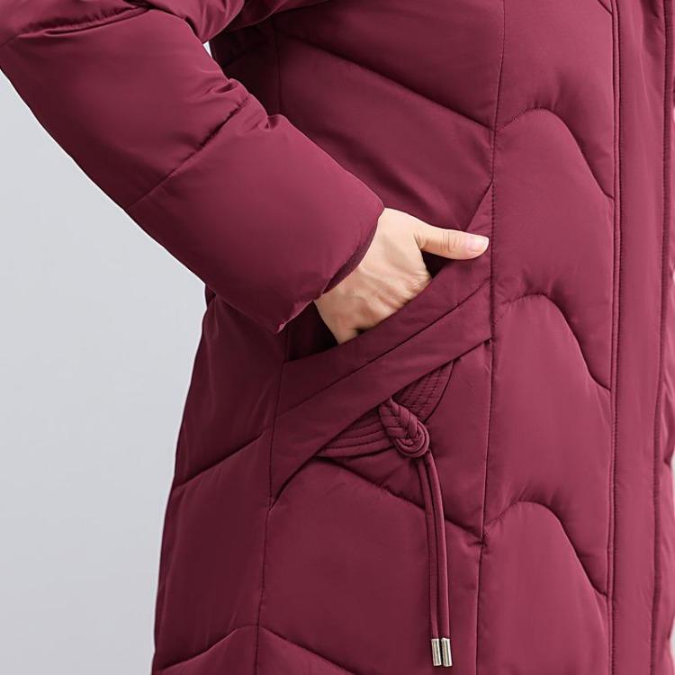 Elegant Middle Age Woman Winter Parkas Long Coat Hooded Overcoat Casual Thick Warm Lady Jackets