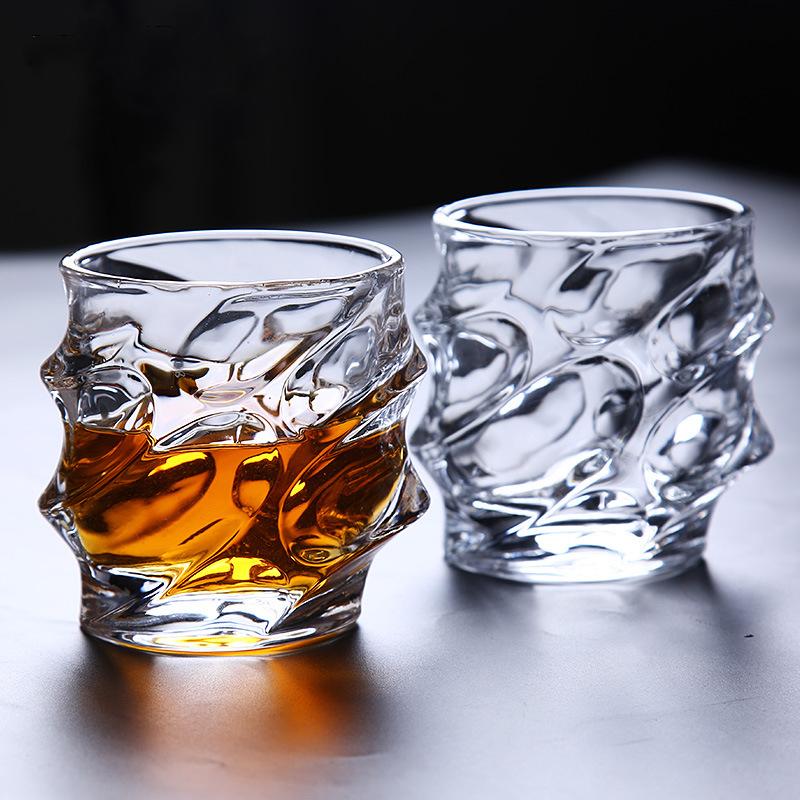 320ml Transparent Cocktail Brandy Cups 2pcs Set Household Whiskey Glass Nordic Classical Foreign Wine Glass Wave Shaped Beer Cup