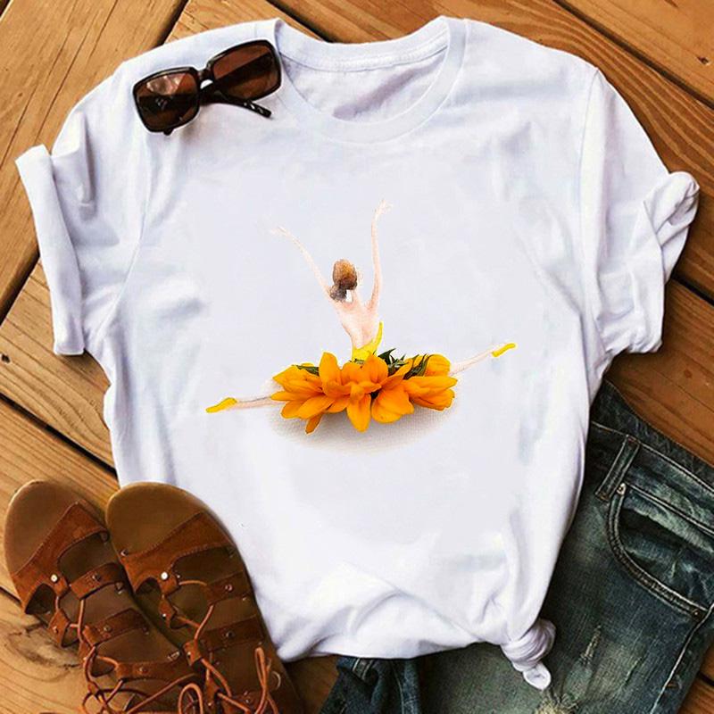 Fashion Flowers Red Rose Skirt Print T-shirt Women T Shirt Femme Harajuku Shorts Sleeves Shirt Summmer Tops Tshirt
