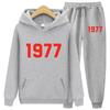 1977 Hoodie Two-Piece Sets Hoodie Set Men and Women Fashion Brand High Street Loose Fleece Autumn Winter Warm Hoodies+Pants Set