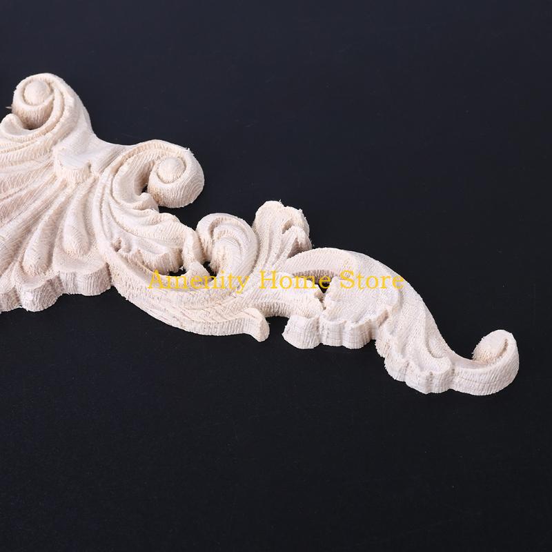 F26C Wood Carved Decal 4pcs Corner Onlay Applique Unpainted Frame Decoration for Home Bedroom Office Sofa Bed Decor Supplies