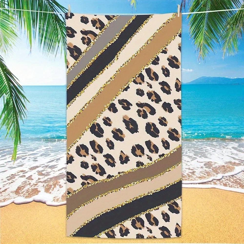 

Beach Towel Leopard Print Pattern Sun Protection Windproof Suitable for Pool Camping Travel Blanket W30*H60(CM)