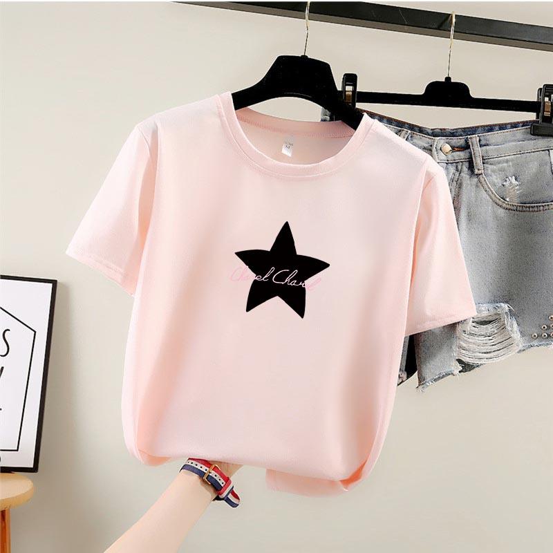 2025 Sommar Casual lös student T-shirt Dam t-shirts Harajuku grafiskt tryck Kortärmade T-shirts Dam Y2k Toppar