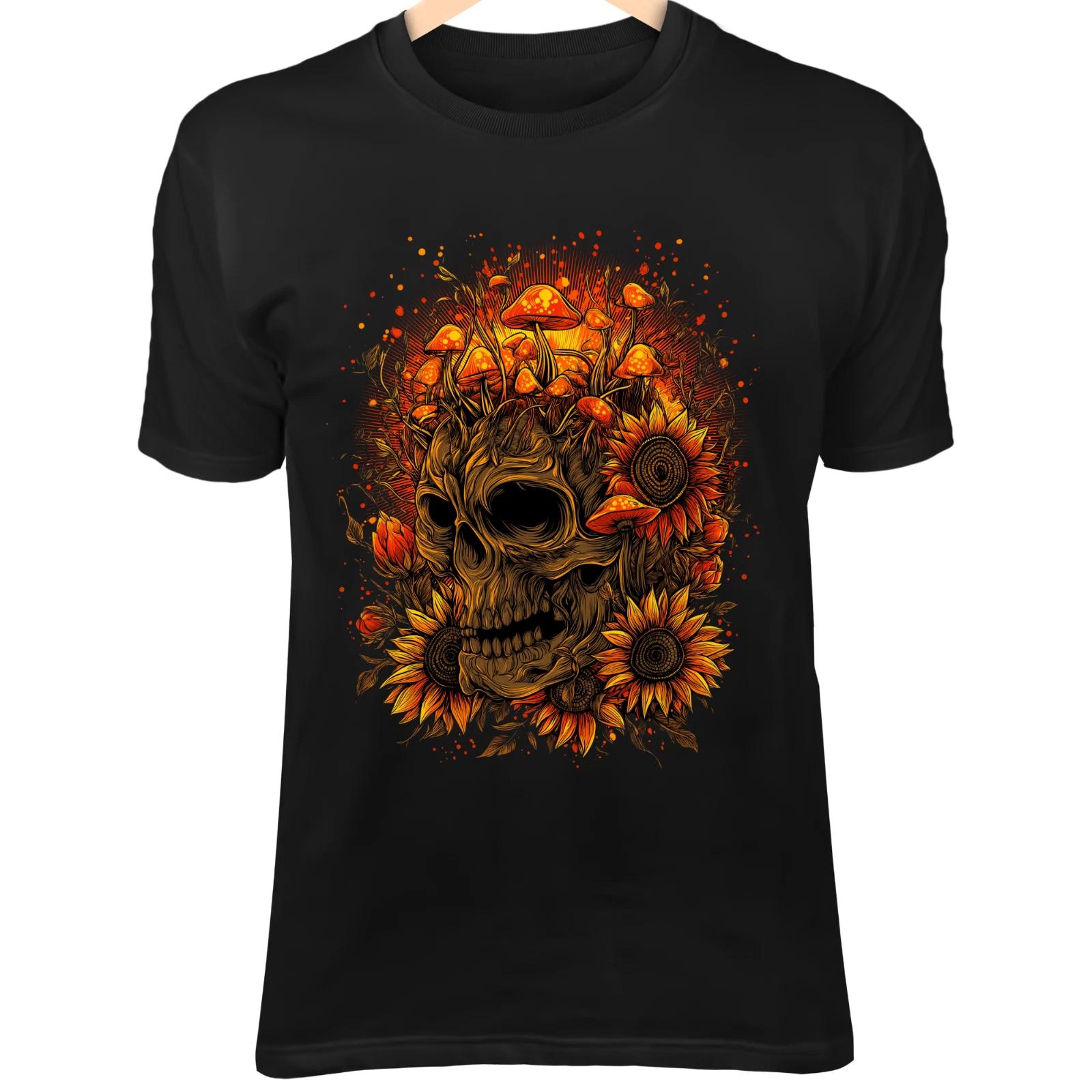 Sunflower & Skull - Radiant Summer Vibe with Glowing Spores Fantasy Art XL