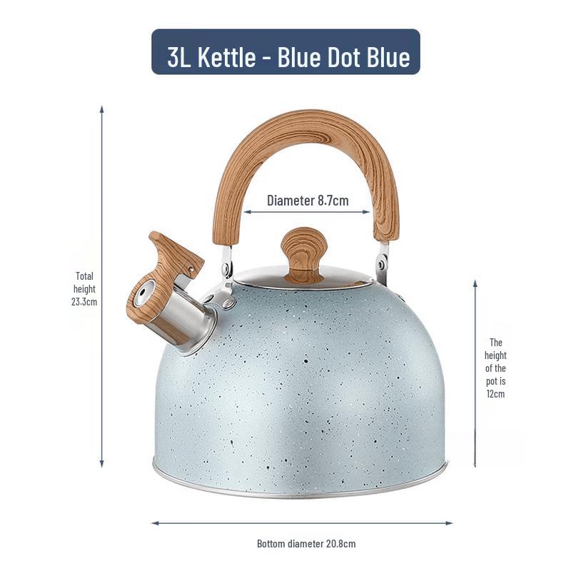 

Retro Whistling Tea Kettle with Wooden Handle