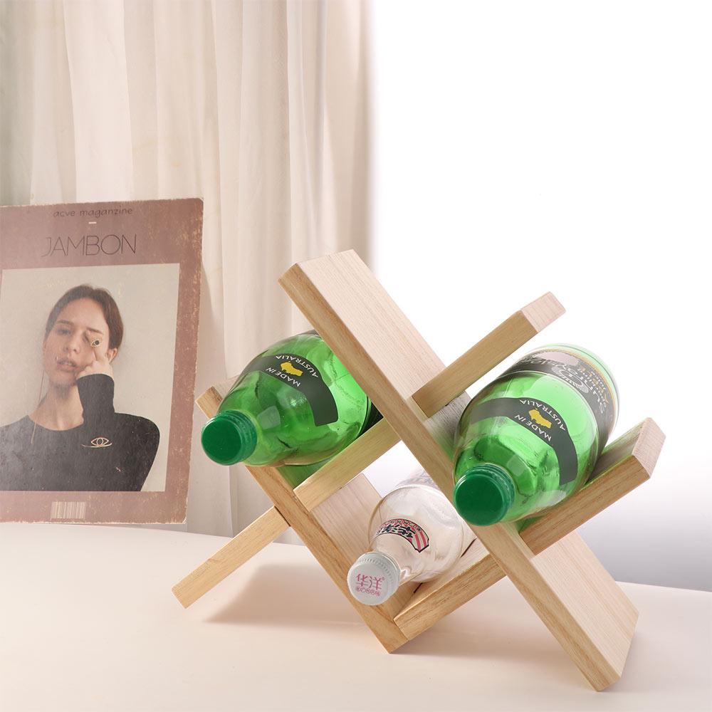 4-Bottle Wine Display Rack Standing Wine Storage Shelf Modern Solid Wood Wine Rack Showrooms