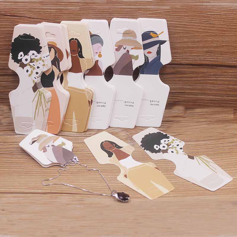 New Arrived 50pcs 4.5x12.0cm Colorful Paper Cards Printing Jewelry Necklace Bracelet Hang Tag Jewelry Display Cards Label Tag