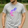 Vaporwave Gradient Wolf Head Sunset Circle Graphic T Shirt Unisex Crew Neck Short Sleeve Wildlife Fan Holiday Gift Top