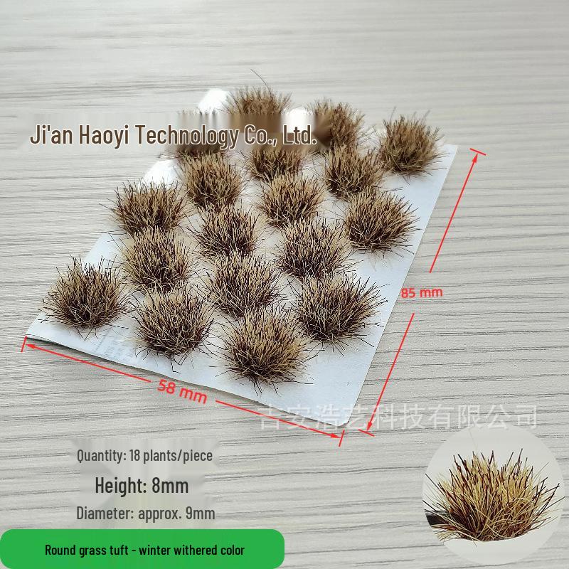 8mm 18-Round Tufts Model Grass for Train Track Scene, Miniature Accessories, and Military Sand Table DIY.