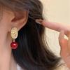 Angkor Red Sphere Retro Stud Earrings - Unique Women's Design
