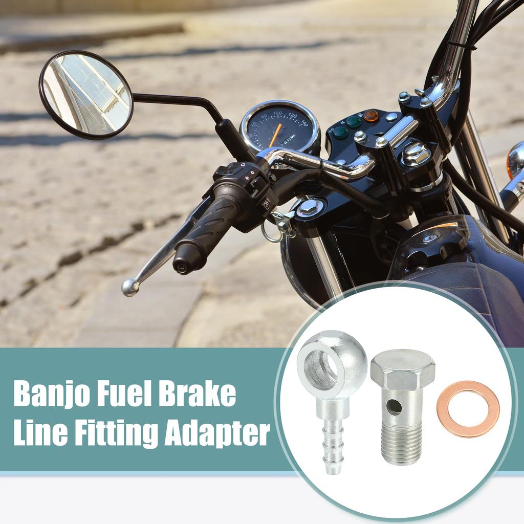 ACROPIX 4 Pcs Banjo Hose Barb Bolt Fittings Universal Banjo Fittings Fuel Line with