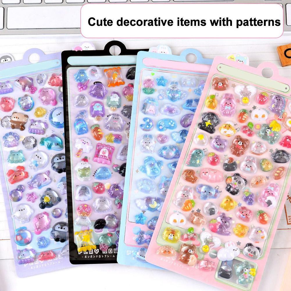 3D Cute Cartoon Animal Scrapbooking Girl Relief Stickers Sparkling Crystal Decorations for Children Phone Case DIY Craft
