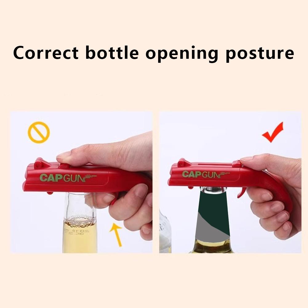 Beer Opener Launcher Bottle Portable Cap Gun Creative Flying Cap Bar Tool Drink Opening Gun Shaped Bottle Lids Shooter Red Gray