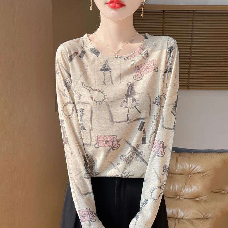 2025 Frühling/Sommer Retro Wasserlöslicher Batik Rundhals Damen Weiches Dünnes T-Shirt