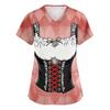 Women's V Neck Short Sleeve Work Shirt with Pockets Oktoberfest Print Medical Scrub Top Nursing Uniform Tee for Healthcare Professionals
