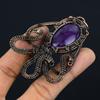 Natural Octopus Sage Amethyst Handmade Copper Wire Wrap Pendant 3.46" j8U72