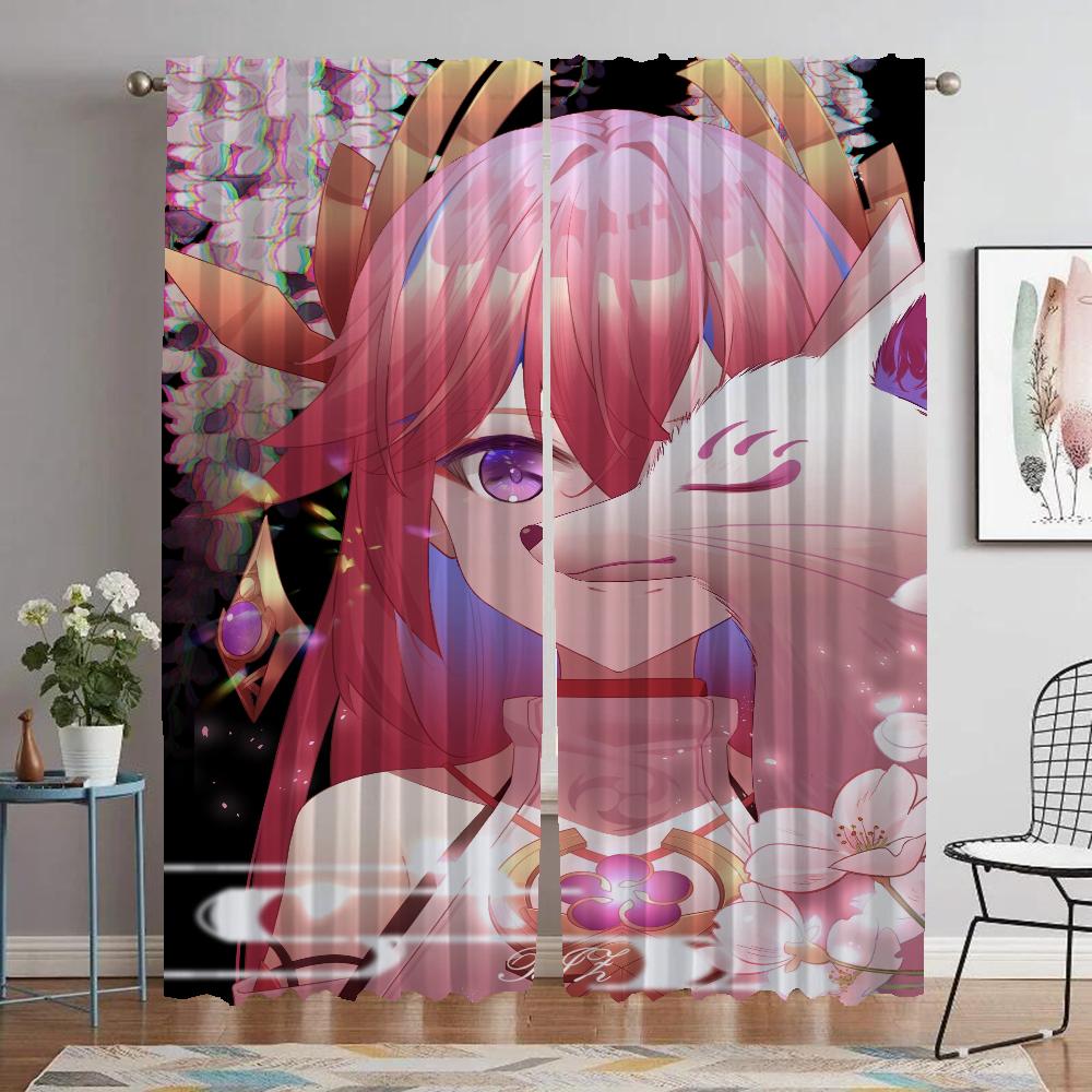 

Genshin Kitchen Curtains for Living Room Curtain Partition Tulle for Bedroom Shades Halloween Decoration Home Interior Curtains W50xH70cmx2pcs-CL