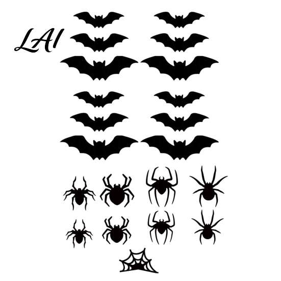 Removable Bat Window Clings Lighted 3D Bat/Spiders Wall Stickers for Halloween Decor PVC Decorative Bats Classroom Decals with LED Lights Indoor
