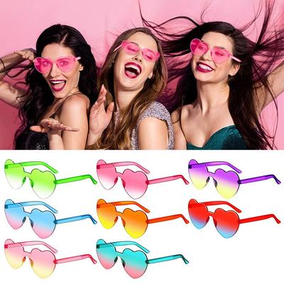 Lunettes de soleil en forme de cœur Lunettes cœur colorées Verres dégradés Teintes couleur bonbon, Lunettes de soleil amusantes pour fête pour adultes