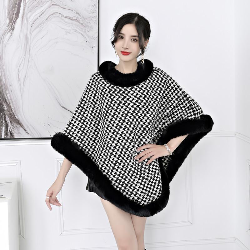 Evropský a korejský králičí kožešinový límec Qiandongge pulovr Cape Shawl 1279 #