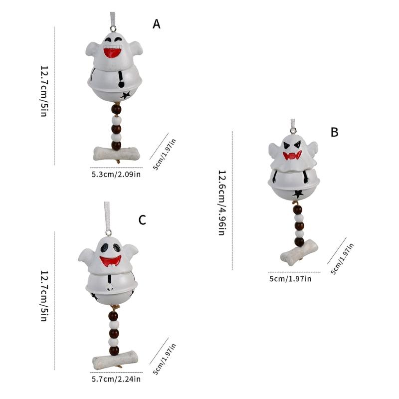 Ghostly Resin Aeolian Bell Ornament Halloween Bell Hanging Decorations For Door Entryway Window Wall Holiday Decoration