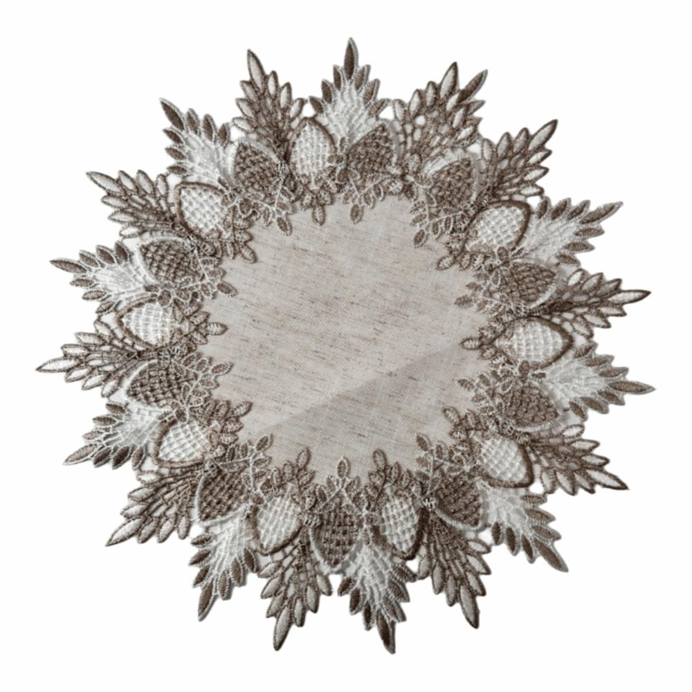 

Lace Trim Dinning Table Cover Linen-colored European Round Table Cloth Hollow Napkin Doily Coffee Coaster Placemat Home Decor