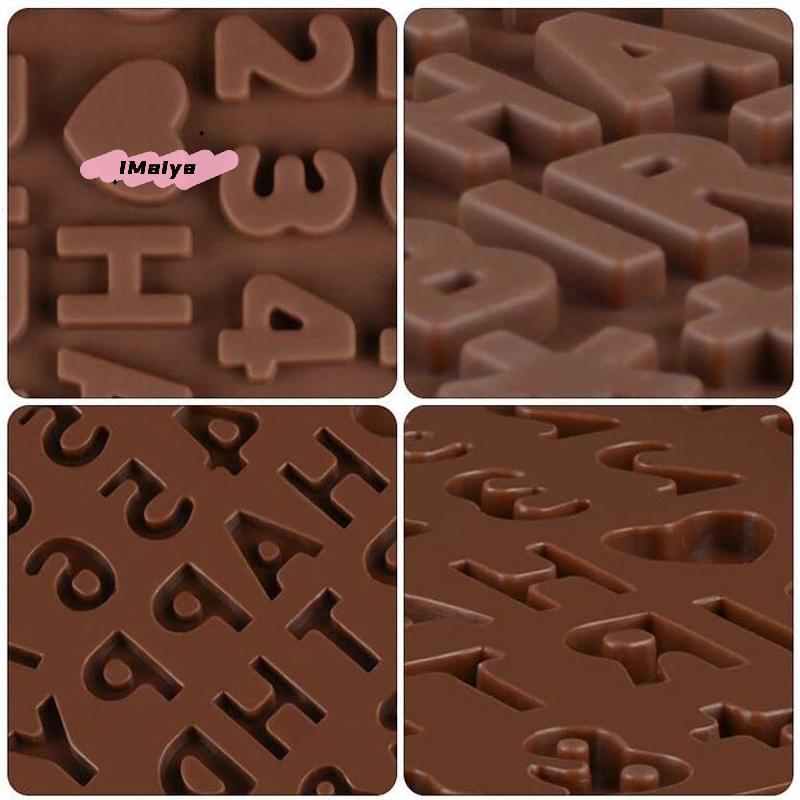 Silicone Letter & Number Chocolate Molds Set Alphabets & Numbers Baking Tools with Happy Birthday Cake Decorations Fondant Molds