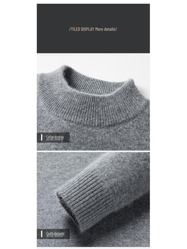 Men's Half-High Collar Thick Knit Sweater - Autumn/Winter Velvet Business Layer